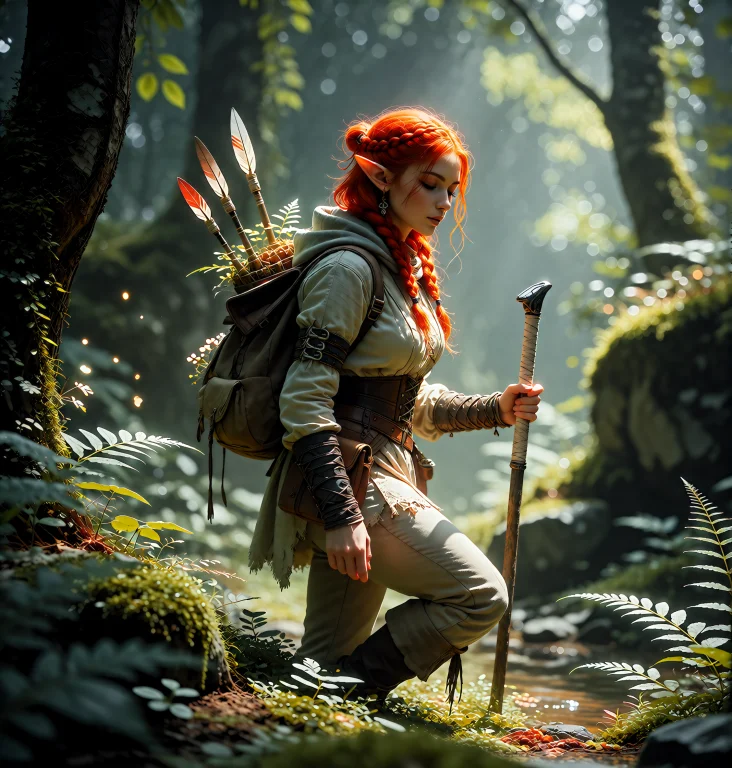 N0vuschr0ma Style, Vibrantillustration Style., A Half-elf Ra...