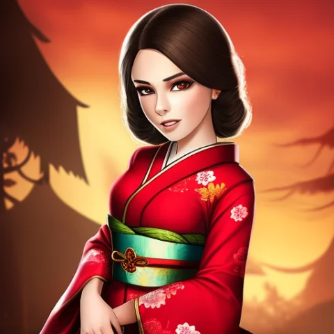 A Woman In A Red Kimono — Stable Diffusion AI Prompt: a woman in a red kimono