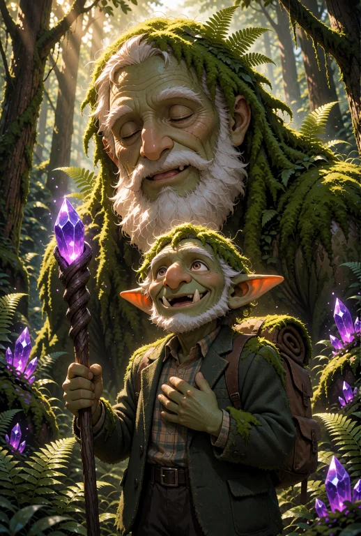 An Elderly Goblin Man And A Colossal Forest Spirit. The Gobl...