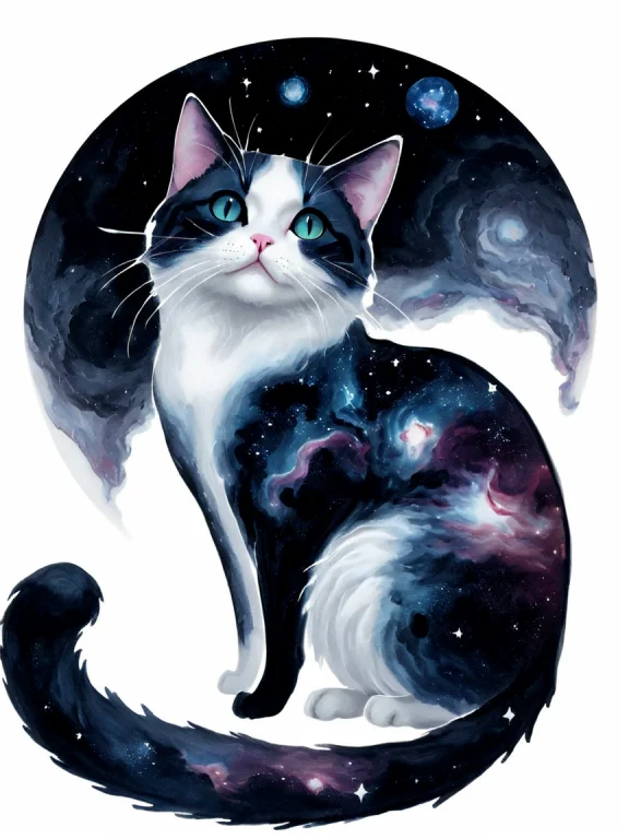 Loragalaxyxl1 Galaxy Cat, Void, Cosmic, White Background,
