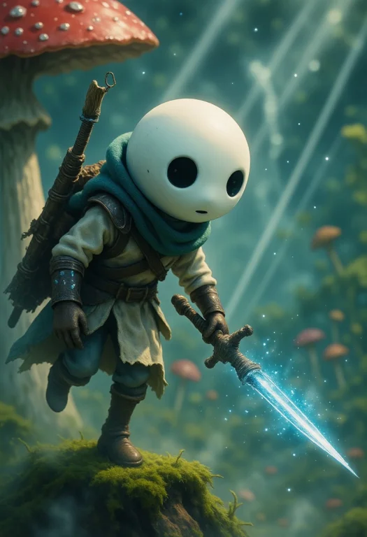 A Cinematic Close-up Of A Tiny Kodama Warrior With A Smooth,...