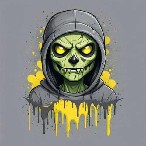 Creeper With Gray And Yellow Palette , T-shirt Design — SDXL AI Prompt: Creeper with gray and yellow palette , t-shirt design