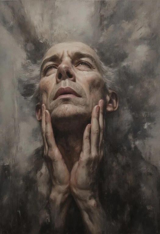 A Portrait Of A 55 Year Old Man, Expressive. The Man Is Down...