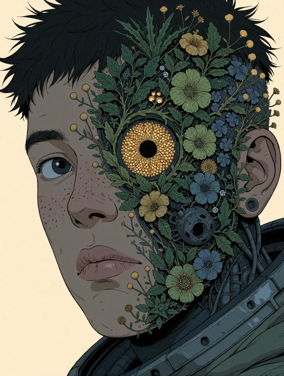Gr4venbloom, Illustrated Portrait, A Rugged Space Explorer,...