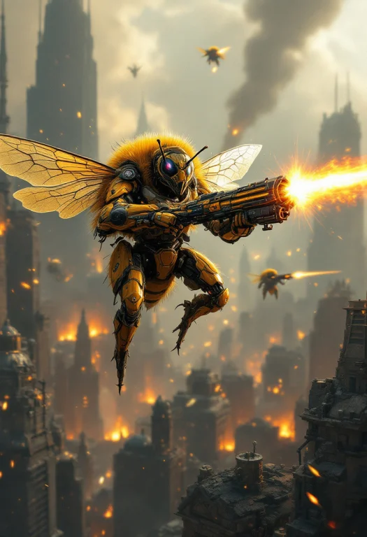 A City Is Overrun By An Invading Army Of Warrior Space Bees....