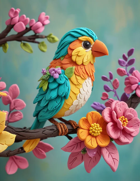 Bird On A Branch With Flowers Loranovuschroma51 Style1 Novus...