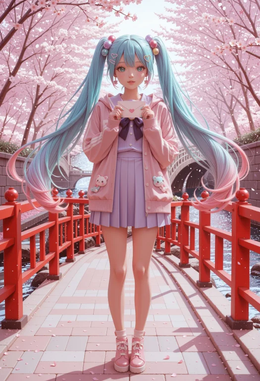 1girl, Hatsune Miku, Pastel Pink Hair, Pastel Blue Hair, Ver...