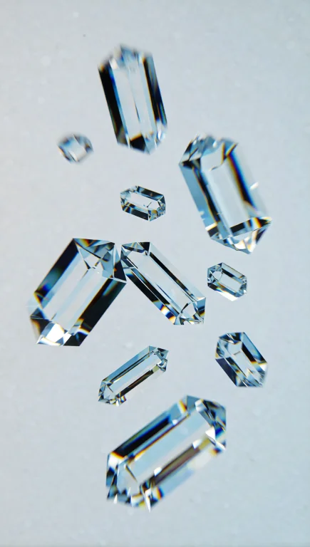 142. Floating Crystalline Space Debris, Geometric Prismatic...
