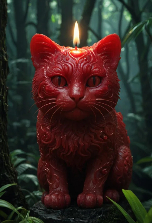 Nvnl1tc4nd3l, Close Up Red Cat, Deep Forest Amazon, 8k, Uhd