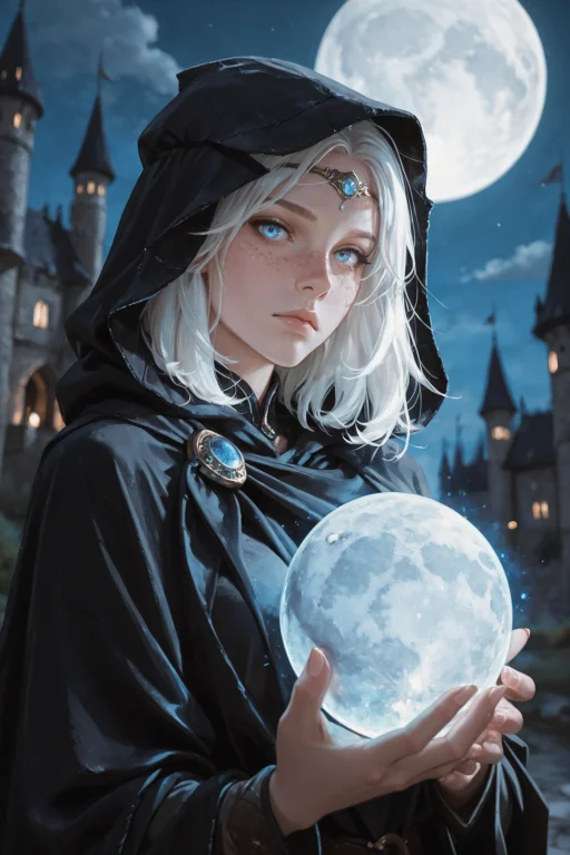 1girl, Blue Eyes, Solo, Looking At Viewer, Hood, White Hair,...