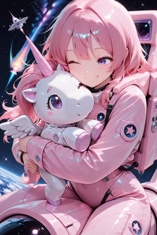 Embeddinglazympos Civchan,purple Eyes,pink Hair,kawaii Astro... — Stable Diffusion AI Prompt: embedding:lazympos CivChan,purple eyes,pink hair,kawaii astronaut suit,riding a...