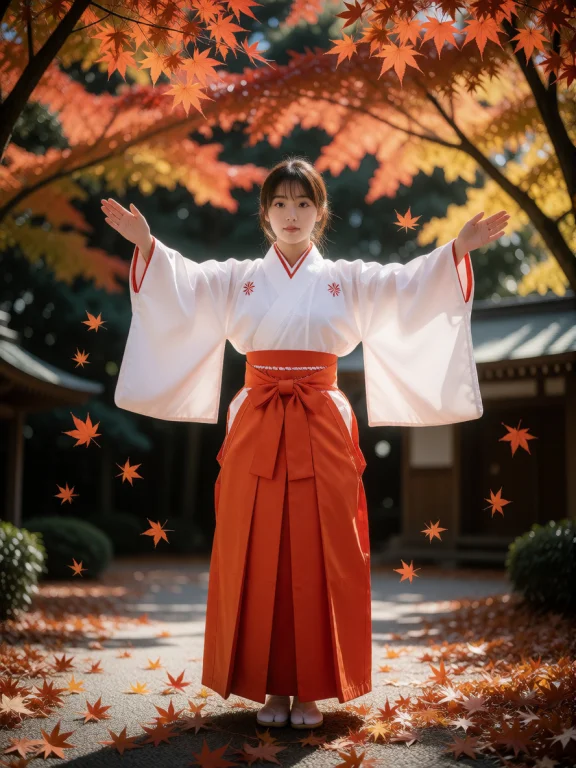Cinematic, Ultra-realistic Photo, Autumn Leaves And Kagura D...
