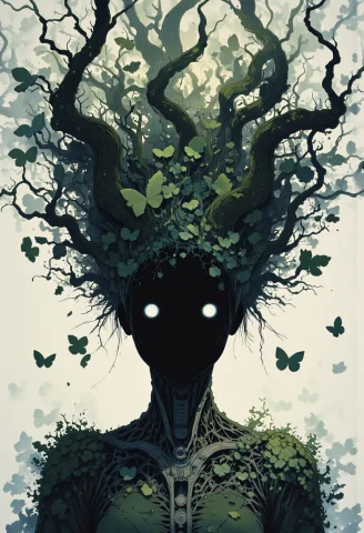 Studio Ghibli Dark Fairytale, Intricate Cyborg Portrait Of A... — FLUX AI Prompt: Studio Ghibli Dark Fairytale, intricate cyborg Portrait of a female Robotic enti...