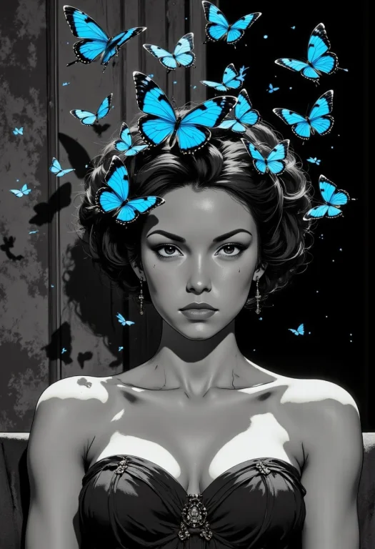 Diclrpp, A Cinematic Black And White Portrait Of A Woman Wit...