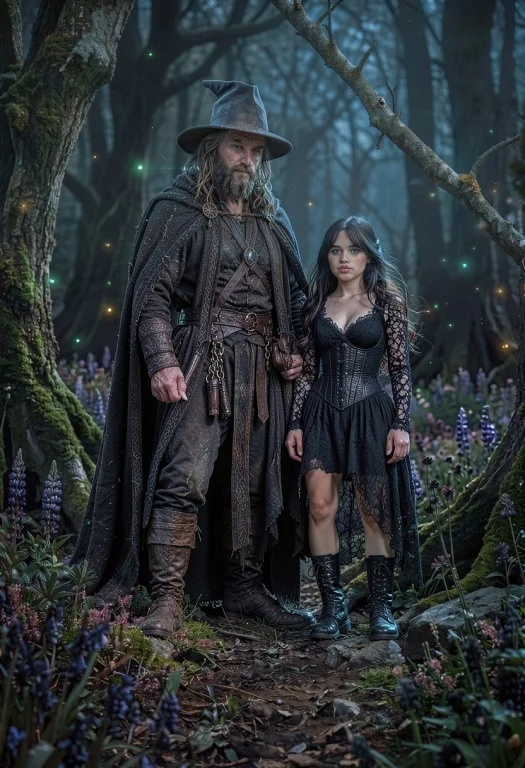 An Ultra-realistic, Charismatic Wizard Stands Next To A Youn...