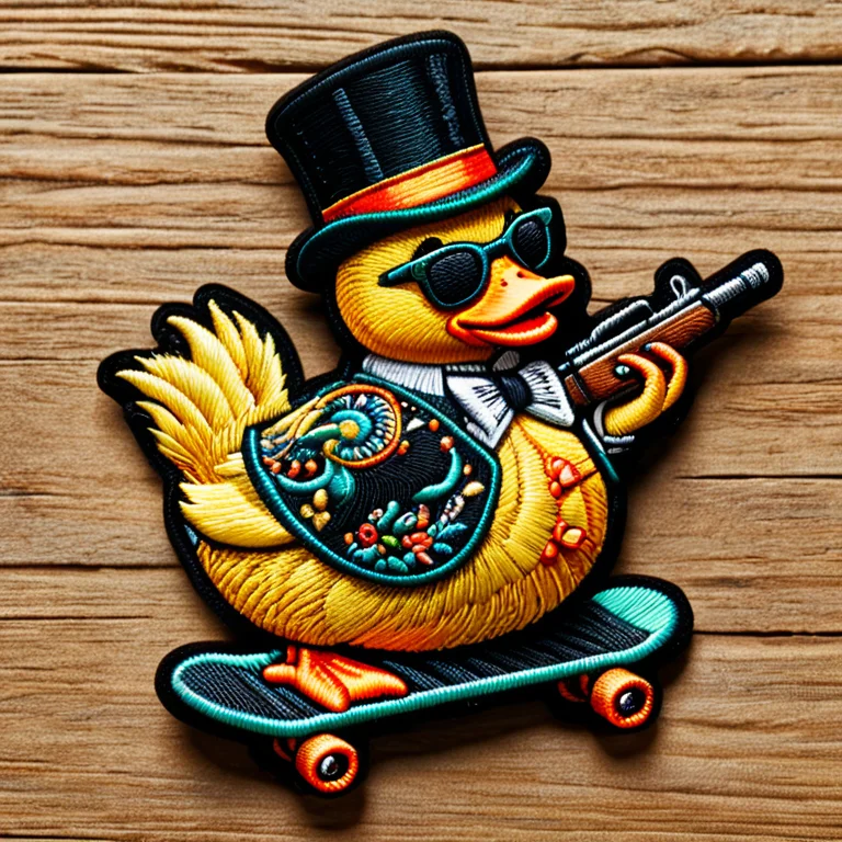 Ral-embroideredpatch, A Rubber Duck Wearing A Top Hat And Su...
