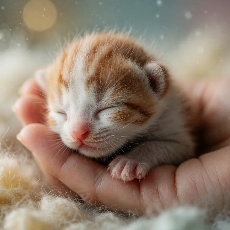 Little Ginger Kitten, Only A Few Days Old, Fits In Your Hand...