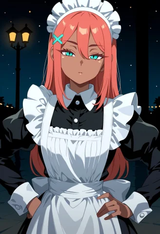 Masterpiece, Foreshortening, 1girl, Solo, Maid, Hand On Own... — Stable Diffusion AI Prompt: masterpiece, foreshortening, 1girl, solo, maid, hand on own hip, hair between ey...