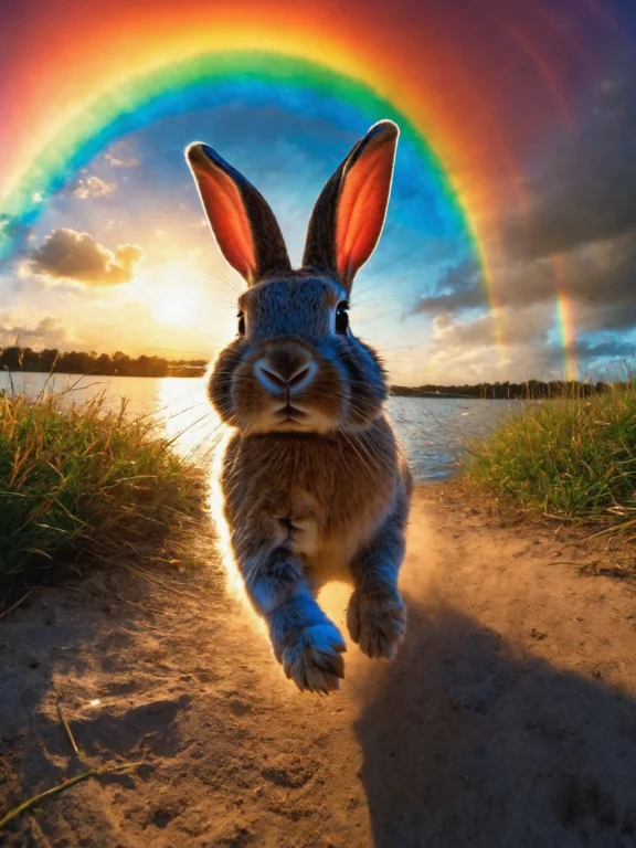 Comic Rabbit Is Running1.05 To The Viewer Whilst Moulting,,...