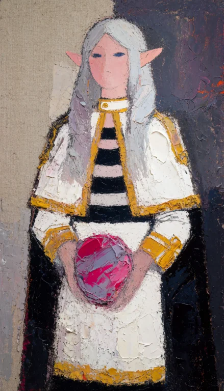 Bcathelin, An Elf Woman With Pale Silver Hair And Pointed Ea...