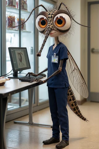 Annalora Working At A Blood Donation Clinic Reception Desk,... — Stable Diffusion AI Prompt: annalora working at a blood donation clinic reception desk, wearing blue medical...