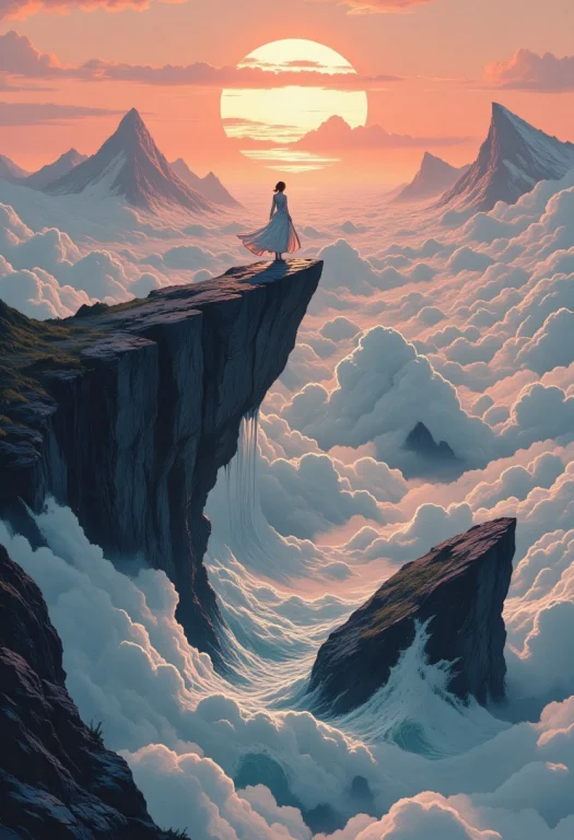 Create A Romantic Image Of A Lone Princess Standing On A Cli...