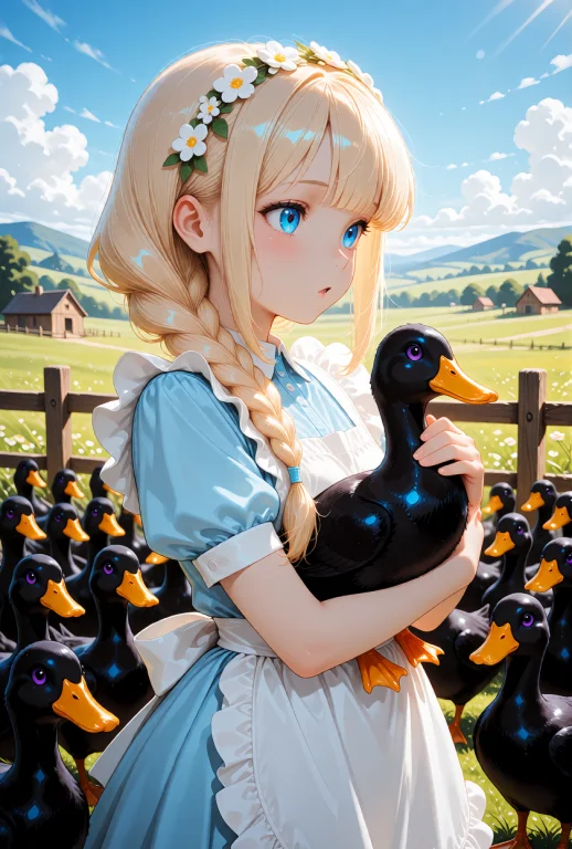 A Blonde Anime Girl With Long Hair Styled In A Thick Side Br...