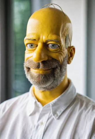 Cinematic Photo Bald Man,yellow Painted Skin And Head,male F... — SDXL AI Prompt: cinematic photo bald man,yellow painted skin and head,male focus,beard,close up...