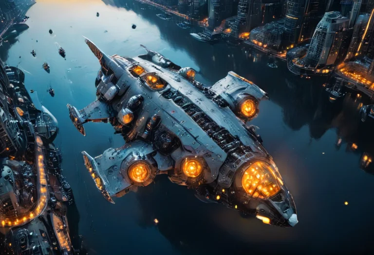 A Massive, Light-blue And Grey Spaceship, Featuring Intricat...