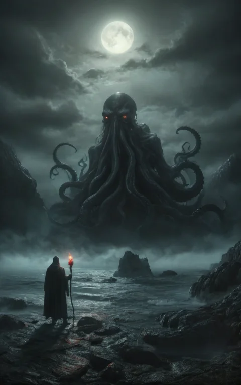 A Dark Foreboding Scene,a Colossal Ancient Creature Emerging...