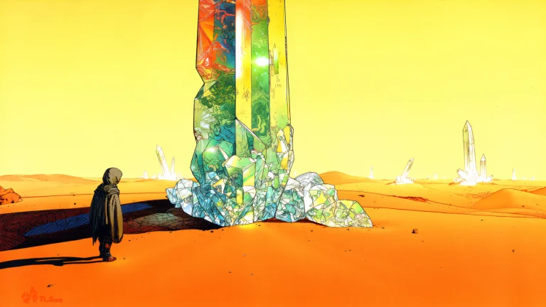 In A Vast, Sun-scorched Desert Of Orange Sands, A Massive, T...
