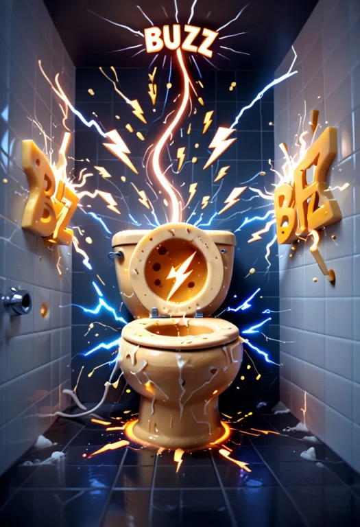 A Toilet Made Entirely Of Cheese, Cheese Style, Erupting Wit...