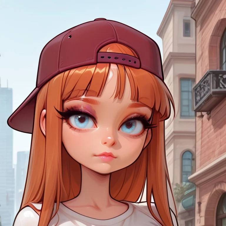 My53xyd011, 1girl, Solo, Red Cape, Long Orange Hair, Straigh...