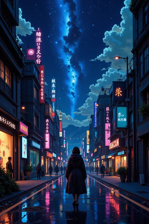A Cyberpunk Futuristic Street Beautiful Landscape, Bright Lu...