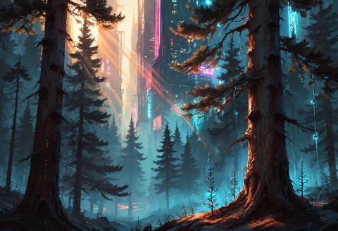 An Atmospheric Cyberpunk Scene Where The Vibrant Glow Of Neo... — Stable Diffusion AI Prompt: An atmospheric cyberpunk scene where the vibrant glow of neon lights from futuri...