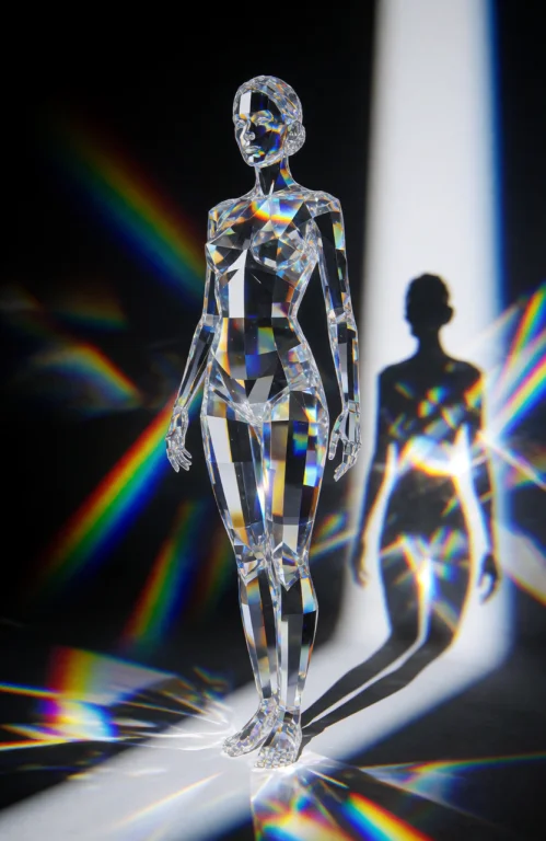 A Prismatic Prism Queen Standing In A Pitch-black Studio. He...