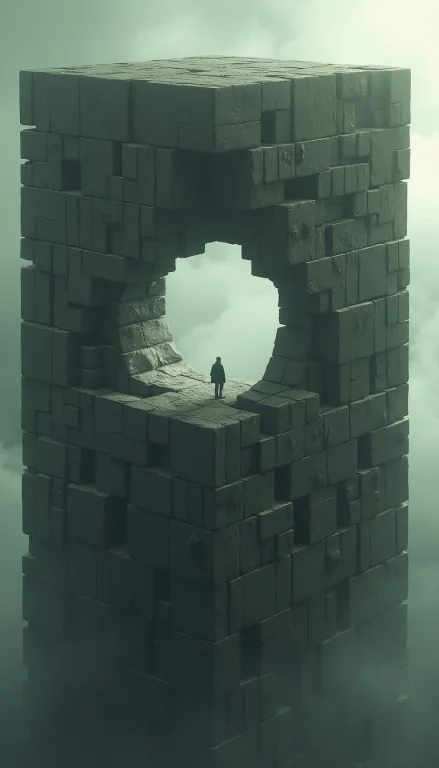 A Massive, Towering Cube Structure Made Up Of Interlocking S...