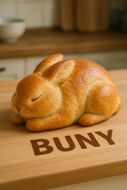 Generate Me A Sleeping Bunny Bread Loaf On The Kitchen Table...