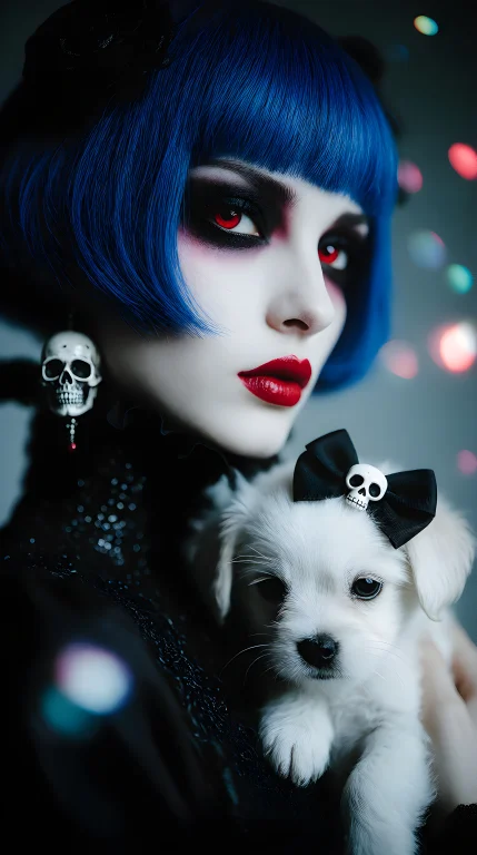 Zidiusart, A Portrait Of A Stunning Woman With Vibrant Blue...