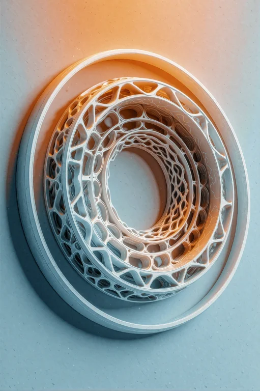 A 3d Render Of A Futuristic, Multi-layered Object Composed O...