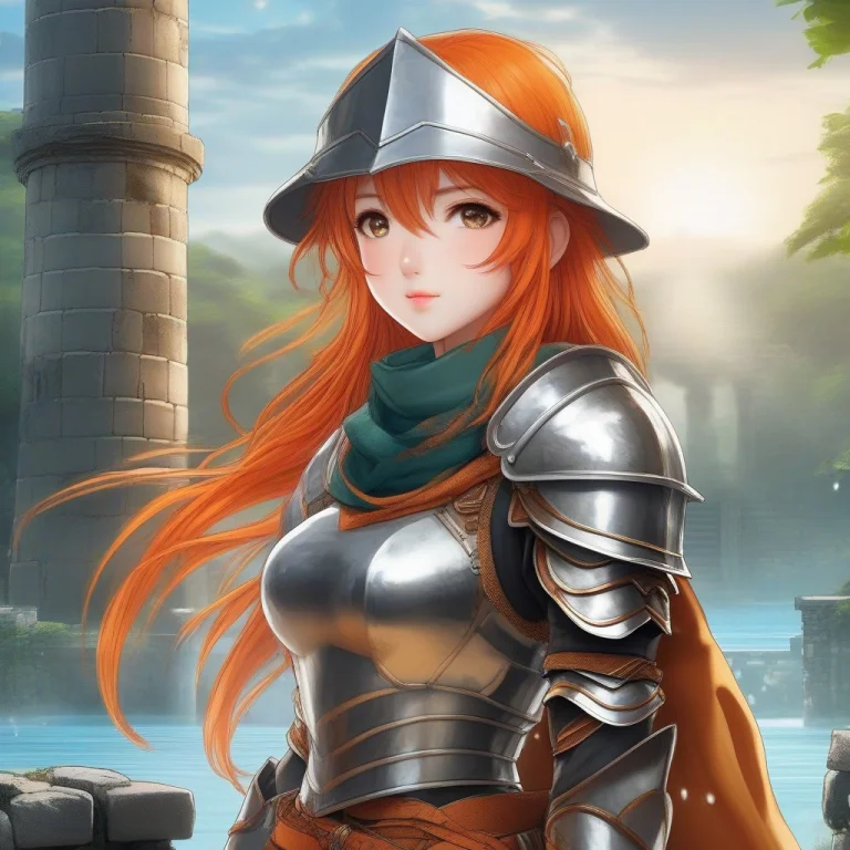 High Quality, Detailed, 1girl, Medium Hair, Orange Hair, Sha...