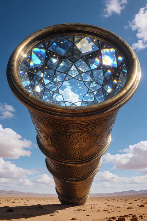 A Colossal Antique Kaleidoscope Standing Vertically On A Des...