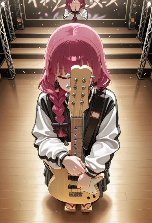 From Above, Presentarmspose,closed Smile,indoors,stage, 1gir...