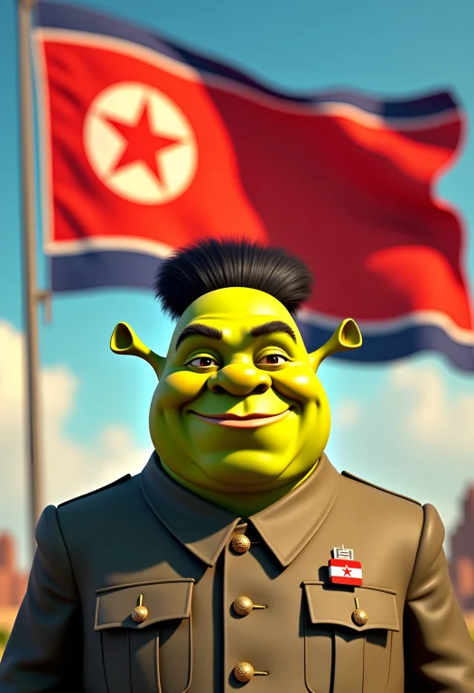 A Satirical Propaganda Poster Featuring Shrek In The Foregro...