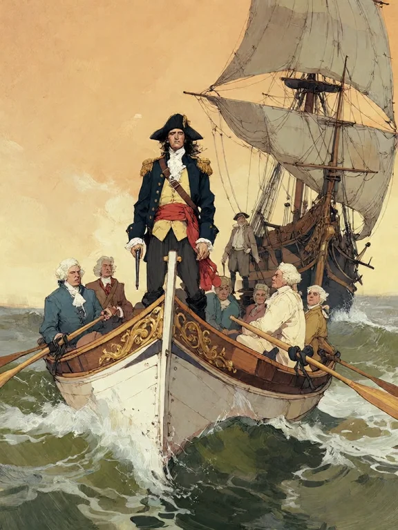 Bradhamel Art Style. A Dramatic Maritime Scene Rendered In A...