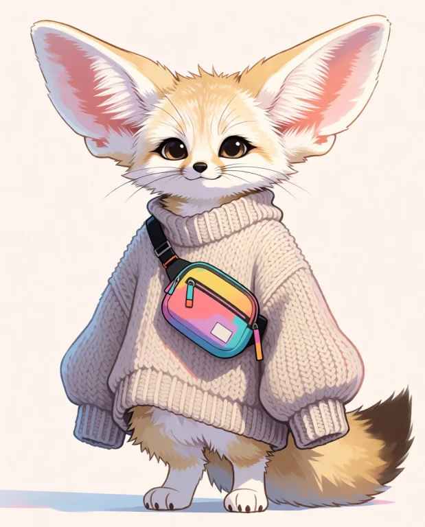 A Charming Fennec Fox Furry Character With Large, Expressive...