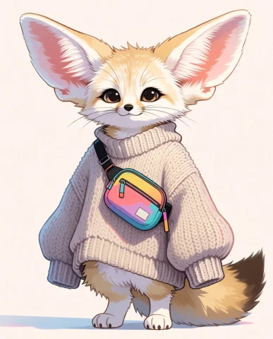 A Charming Fennec Fox Furry Character With Large, Expressive... — Stable Diffusion AI Prompt: A charming fennec fox furry character with large, expressive ears and a cute, sh...