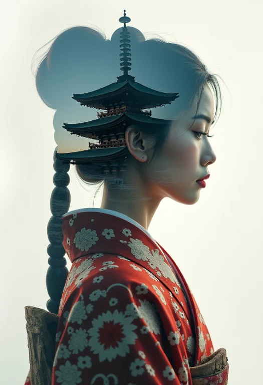 Masterpiece, Double Exposure, Image Of A Japanese Shrine Mai...