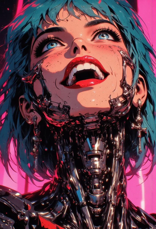 A Futuristic Young Woman With An Edgy, Cyberpunk Vibe Gazes...