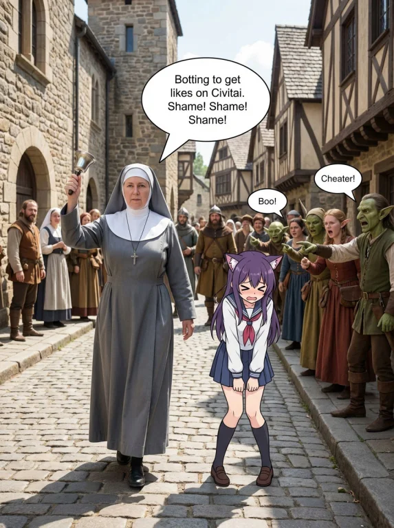Generate Me A Funny Comic Photo Of A Nun Dressed In An All G...